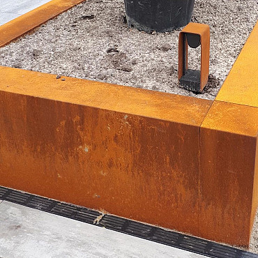 ECCO border Betotop Cortenstaal 15-43 hoekstuk dikte 1mm Op=Op