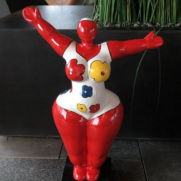Beeld - Vrouw beschilderd rood = verkocht