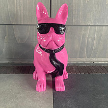 Beeld - Bulldog zittend 77 cm roze