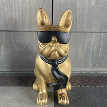 Beeld - Bulldog zittend 77 cm goud